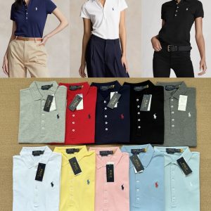 폴로랄프로렌 여성 카라티 5버튼 슬림핏 반팔티
