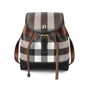 버버리 체크 여성 마이크로 드로스트링 백팩 다크 버치 브라운 8068102 LS MICRO BACKPACK GC9 A8900